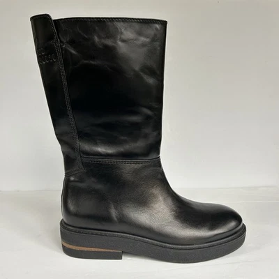 Franco Sarto Bondie Mid Calf Black Leather Boots 8.5 Quiet Luxury Zip Old Money - Image 1 of 4