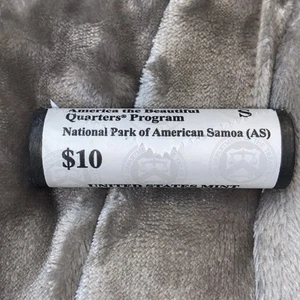 2020 S AMERICAN SOMOA BAT NATIONAL PARK QUARTER GOVERMENT WRAPPED ROLL GEM BU - Picture 1 of 4