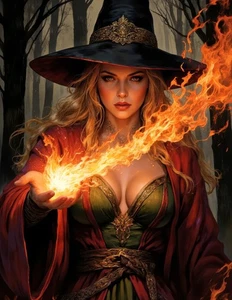 "Fire Witch 4" Fine Art Print 8.5x11 Limited to 20 Hand-Numbered Copies - Picture 1 of 1