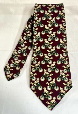 Corbata Brooks Brothers Makers Seda EE. UU. Corbata Fox en una Bicicleta Roja Borgoña Foto 1 de 4