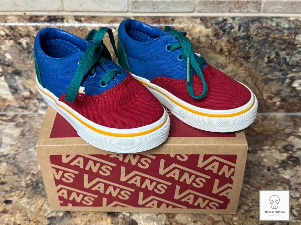Zapatillas sin cordones Vans para niños pequeños 5T verde dinosaurio triceratops zapatos sin cordones Foto 1 de 4