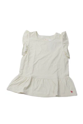 Pink Chicken Girls Cotton Ruffled Sleeveless Peplum Top Cream Size 14 - Image 1 of 4
