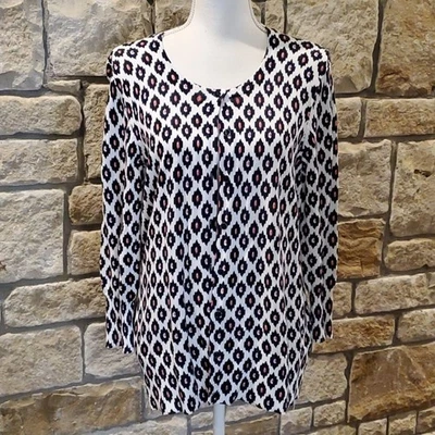 Foxcroft Pink Blue Cardigan Sweater Size large button down lightweight - Image 1 of 4