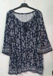 Yessica by C&A Damen Tunika, Gr. 60/62, blau/weiß, gern getragen - Bild 1 von 6