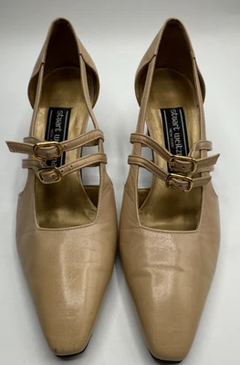STUART WEITZMAN VINTAGE 40'S LOOKING  BEIGE BLOCK HEEL SHOE SIZE 6 - Image 1 of 4