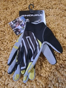 Endura Hummvee Lite Full Finger Cycling Gloves - Black /Grey/Yellow LARGE - NEW - Picture 1 of 4