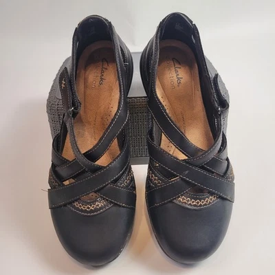 Clarks Collection Roseville Step Mary Jane Zapato Plano Cuero Negro Talla 7.5 M Foto 1 de 4