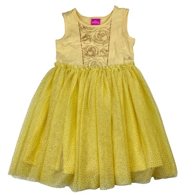 Girls size 5, Disney, Princess Belle cotton, tulle & glitter dress, GUC - image 1 of 4