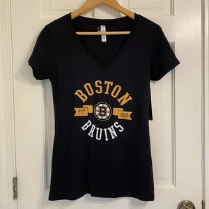 Neu mit Etikett Boston Bruins NHL T-Shirt GIII schwarz Est. 1924 Kurzarm V-Ausschnitt Damen M - Bild 1 von 5
