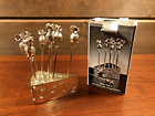 GODINGER Silver Plated Set 8 Mice Cheese Picks on Cheese Stand Holder