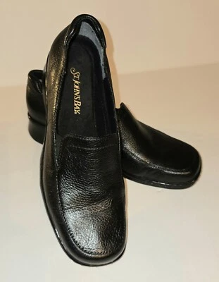 St Johns Bay Black Loafer Shoes Sz 7.5M Womens Slip On Faux Leather - Image 1 of 4