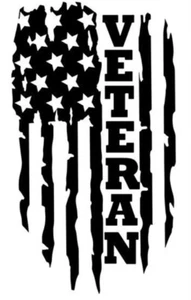 Veteran American Flag White Vinyl Decal Sticker - Picture 1 of 1