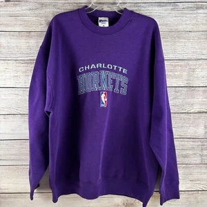 Vintage Charlotte Hornets Sweatshirt gesticktes Logo NBA Herren XXL lila USA - Bild 1 von 10