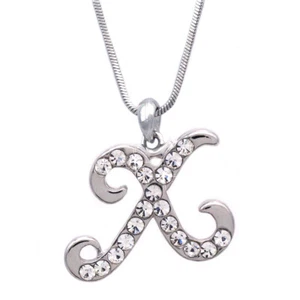 Small English Alphabet Cursive Initial Letter X Pendant Necklace Girl Jewelry - Picture 1 of 2