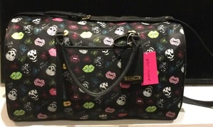 BETSEY JOHNSON Skull Lips & Bows Print Duffle XOSPEEDY Bag Multicolor AUTHENTIC - Picture 1 of 8