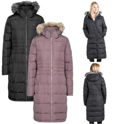 Trespass Phyllis Ladies Long Length Down Parka Coat Jacket - Image 1 of 4