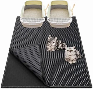 Cat Litter Box Mat Cat Litter Trapping Mat Double-layer Scatter Control Pad Rug - Picture 1 of 8