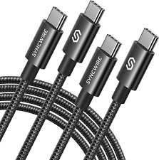 SYNCWIRE USB C Cable 6Ft 2-Pack 60W 3A, USB C to USB C Fast Charging Cable Nylon