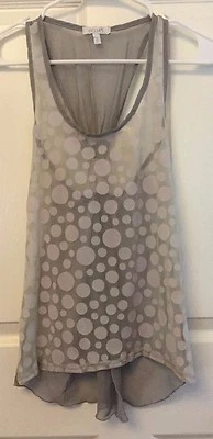Camiseta sin mangas sin mangas Cami gris blanco puntos abierta T espalda gasa talla S delicatessen Foto 1 de 4