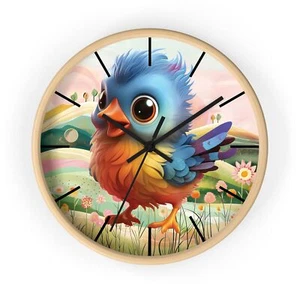 Reloj de Pared Pájaro Diseño Arco Iris Reloj Analógico 10" Marco Madera Amante de los Pájaros  - Imagen 1 de 4