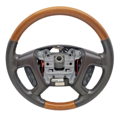 2008-12 BUICK ENCLAVE OEM LEATHER WOODGRAIN STEERING WHEEL CADILLAC ESCALADE (4) - Image 1 of 4