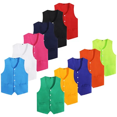Men Women V Neck Sleeveless Waistcoat Volunteer Waiter Work Uniform Vest Tops - Image 1 of 3