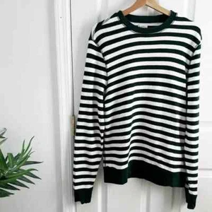 J. Crew Langarm Struktur Pullover-T-Shirt in Streifen in grün weiß Gr. M - Bild 1 von 8