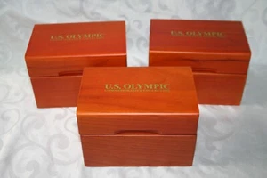 Lot of 3 US Olympic Coins Commemorative Collection Wooden Box Guardhouse - Picture 1 of 5