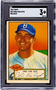 1952 TOPPS CHRIS VAN CUYK RED BACK SGC 3 BROOKLYN DODGERS CARD #53 - Picture 1 of 2