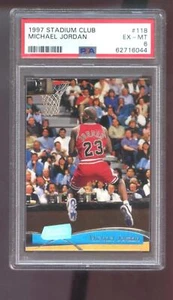 Tarjeta de baloncesto 1997-98 Topps Stadium Club #118 Michael Jordan PSA 6 grados NBA - Imagen 1 de 2