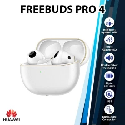Huawei FreeBuds Pro 4 Wireless Earphone Earbuds (White/Bluetooth/ANC/Bone Sensor - Image 1 of 4