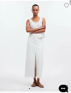 Madewell The Rilee Denim Midi Skirt in Tile White Size 29 NWT - Picture 1 of 13