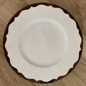 Basswood Scalloped Plate Flat Rim Woodcarving Woodburning Painting 7 3/4” Have 8 - Picture 1 of 5