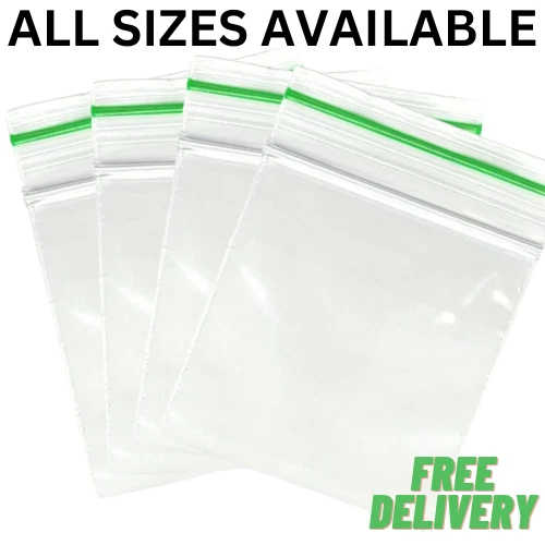 100 x Small Clear Plastic Bags Baggy Grip Self Seal Zip Lock Resealable Bags UK - Image 1 of 1