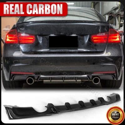 For BMW F30 320i 325i 328i M-Sport Real Carbon Fiber Rear Bumper Diffuser Lip - Image 1 of 4