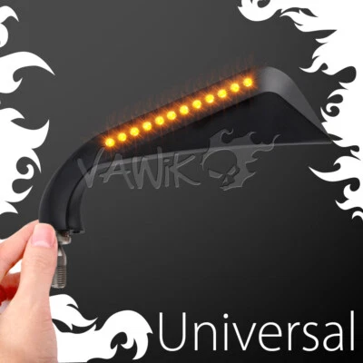 VAWiK - Hacha espejos retrovisores negros con intermitentes LED M10 se adapta a bicicleta de calle personalizada ε Foto 1 de 4