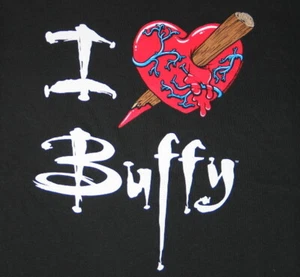 Buffy The Vampire Slayer TV Series I Heart Buffy Stake Adult T-Shirt Medium NEW - Picture 1 of 1