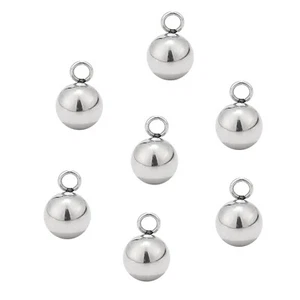 50pcs Gold/Silver Stainless Steel Ball Charms Round Charms - Picture 1 of 10
