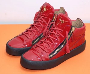 Tenis Giuseppe Zanotti Kriss Top Medio Hombre Cuero Patente Rojo, EU 41, EE. UU. 8 - Imagen 1 de 8