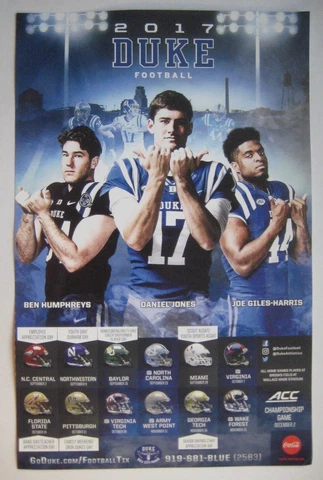 2017 Duke Blue Devils Football Poster Schedule Daniel Jones NY Giants Cover