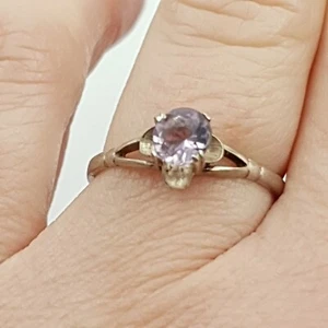 Anello ametista argento sterling marcato P & R bushell anni 70 P solitario vintage - Foto 1 di 8