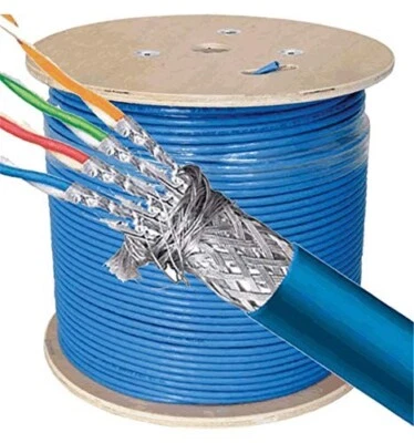 500FT CAT7 SFTP Ethernet Cable – 23AWG Solid Bare Copper, Bulk Spool, Blue - Image 1 of 4