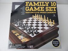 Cardinal Family 10 Game Set Distinctive Wood Cabinet Covered Storage Case