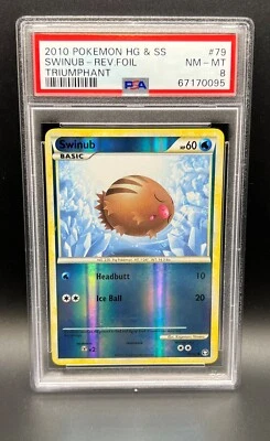Pokemon PSA 8 NM-MT Swinub 79/102 HGSS Triumphant Reverse Holofoil 2010 S#0095 - Image 1 of 2