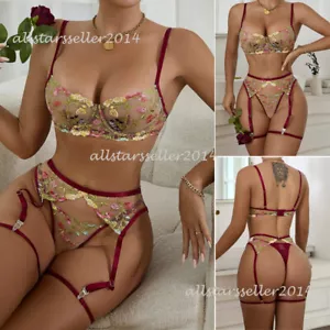 Women's Sexy Lingerie Lace Babydoll Bra Thong Set Sleepwear Underwear Nightwear - Picture 1 of 34