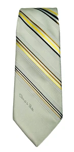 NWT Vintage Oscar de la Renta 1980s Luxury Necktie Tie Striped Designer Gray - Picture 1 of 9