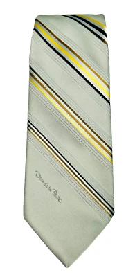 Corbata de lujo gris a rayas de diseñador Oscar de la Renta vintage de los años 80 nueva con etiquetas Foto 1 de 4