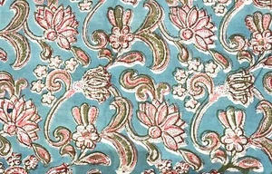Indian Hand Block Print Cotton Fabric by the Yard, Sewing, Dressmaking, Handmade - Picture 1 of 7