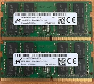 32GB (2x16GB) MICRON DDR4 2400 MHZ PC4-19200 2RX8 Laptop MTA16ATF2G64HZ-2G3H1 - Picture 1 of 1