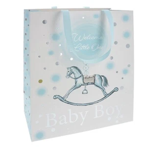 Baby Junge Geschenktüte - Medium mit passender Taschentuchpapier Geschenkverpackung-Pferd - Bild 1 von 1